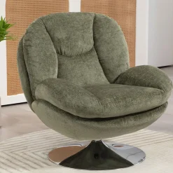 Fauteuil pivotant en velours kaki - Topi