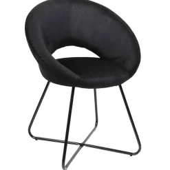 Fauteuil rond en velours cotele noir - Julia