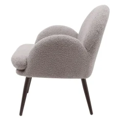 Fauteuil tissu effet laine bouclette gris foncé - Oria