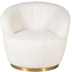 Fauteuil tissu effet mohair écru - Vesna