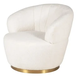 Fauteuil tissu effet mohair écru - Vesna