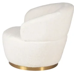 Fauteuil tissu effet mohair écru - Vesna