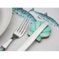 Fourchette en inox vert d'eau - lucie