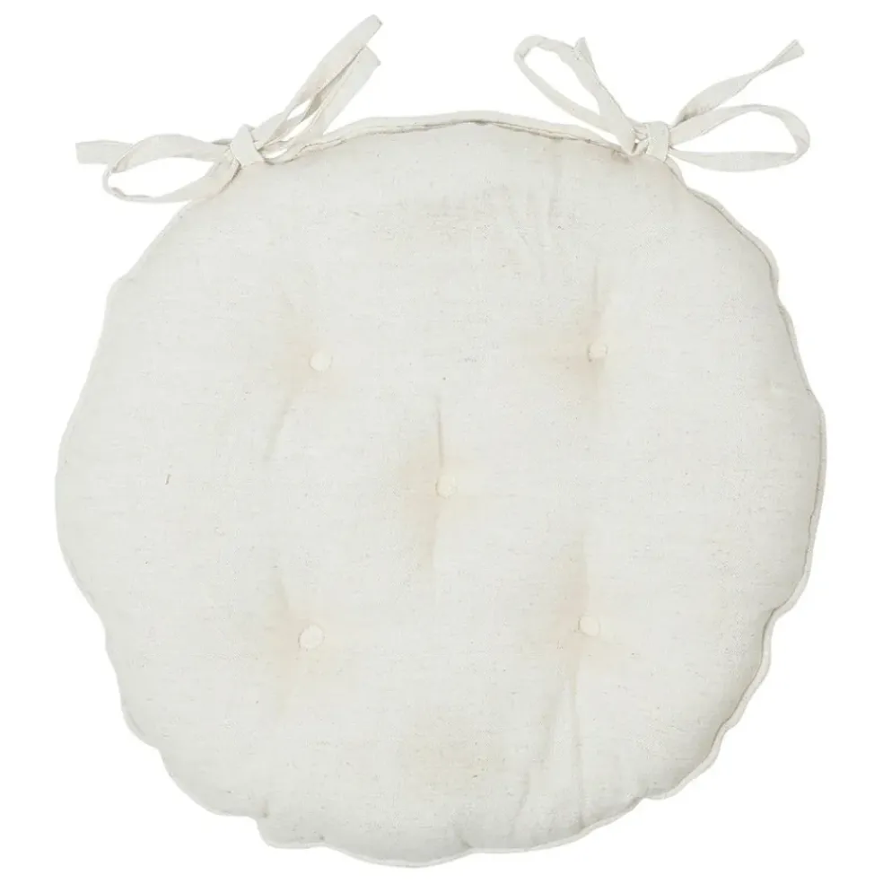 Galette chaise ronde p'tite fleur naturel d40cm en coton