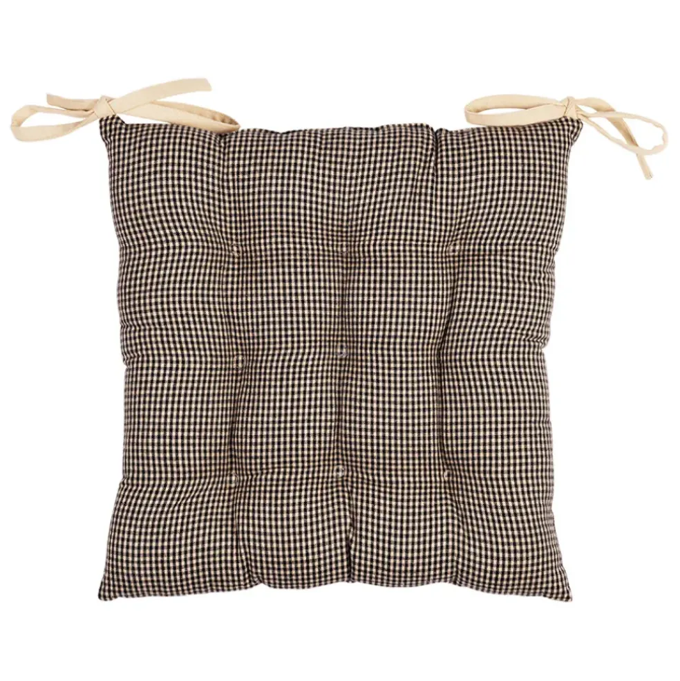Galette de chaise carré en coton noir 40x40cm - Campagne