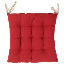 Galette de chaise carrée mami rouge en coton