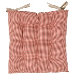 Galette de chaise carrée rouge en coton