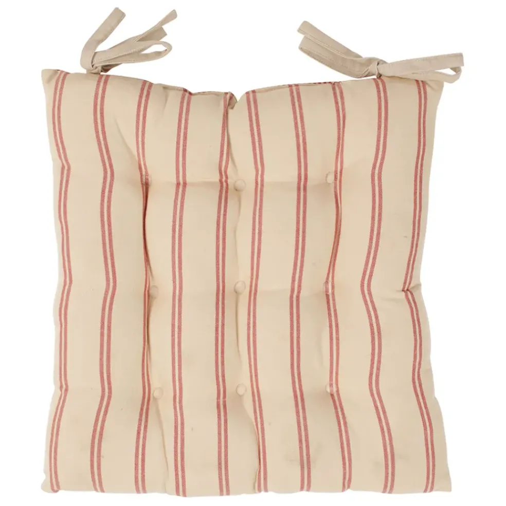 Galette de chaise carrée rouge en coton