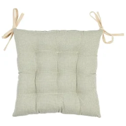 Galette de chaise en coton vichy sauge 40x40cm - Campagne