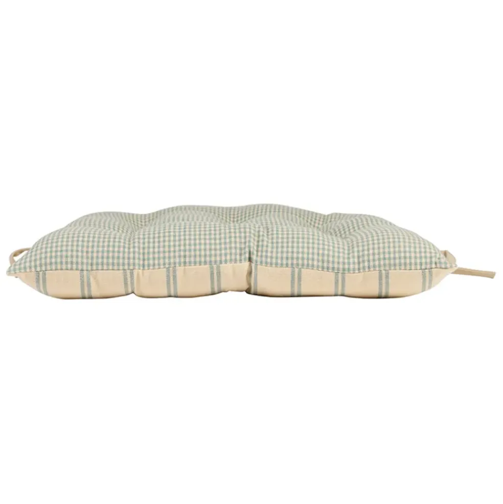 Galette de chaise en coton vichy sauge 40x40cm - Campagne