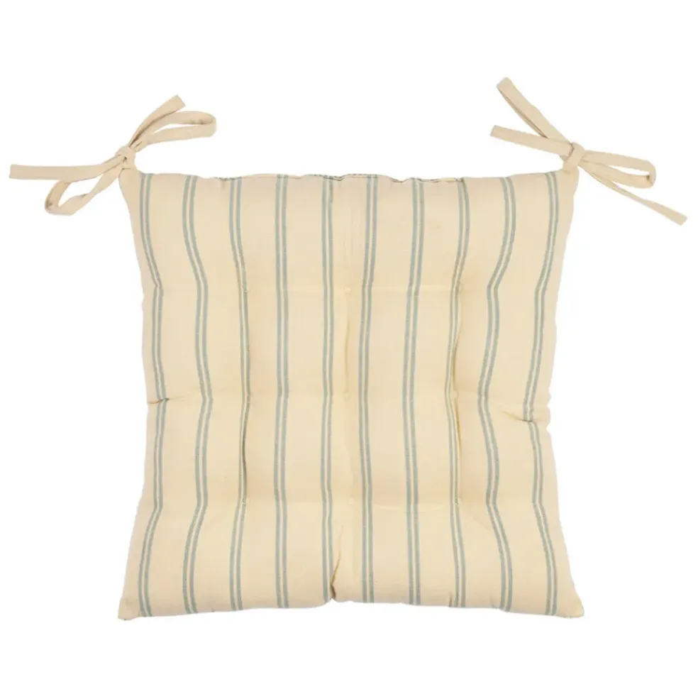 Galette de chaise en coton vichy sauge 40x40cm - Campagne