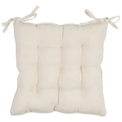 Galette de chaise en coton beige 40x40cm - Lucile