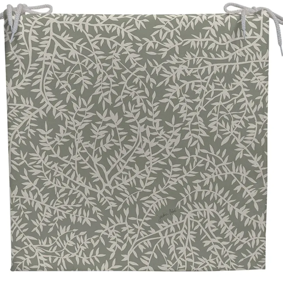 Galette de chaise extérieure en coton vert 40x40cm - Cueillette