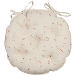 Galette de chaise ronde en coton beige d40cm - Lucile