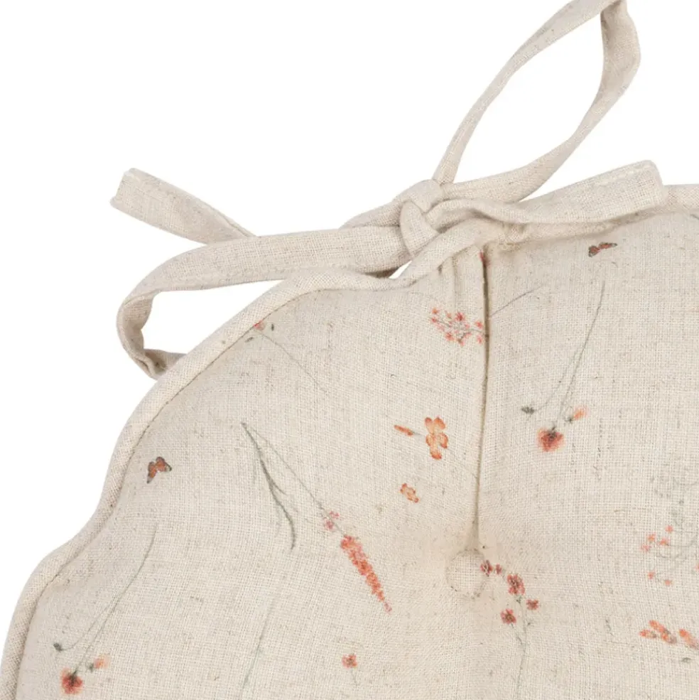 Galette de chaise ronde en coton beige d40cm - Lucile