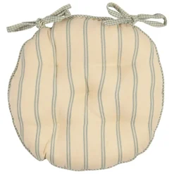 Galette de chaise ronde en coton vichy sauge d40cm - Campagne