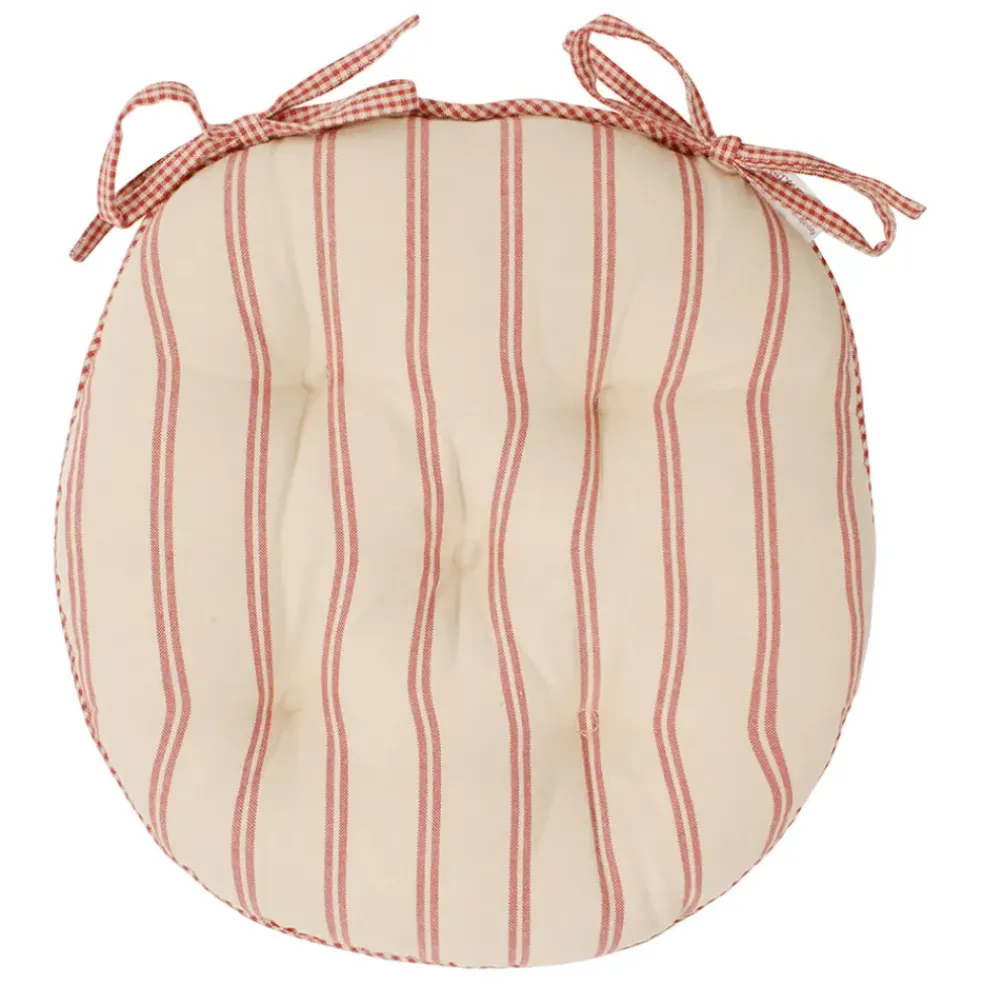 Galette de chaise ronde rouge en coton
