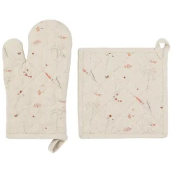 Gant et manique en coton beige - Lucile