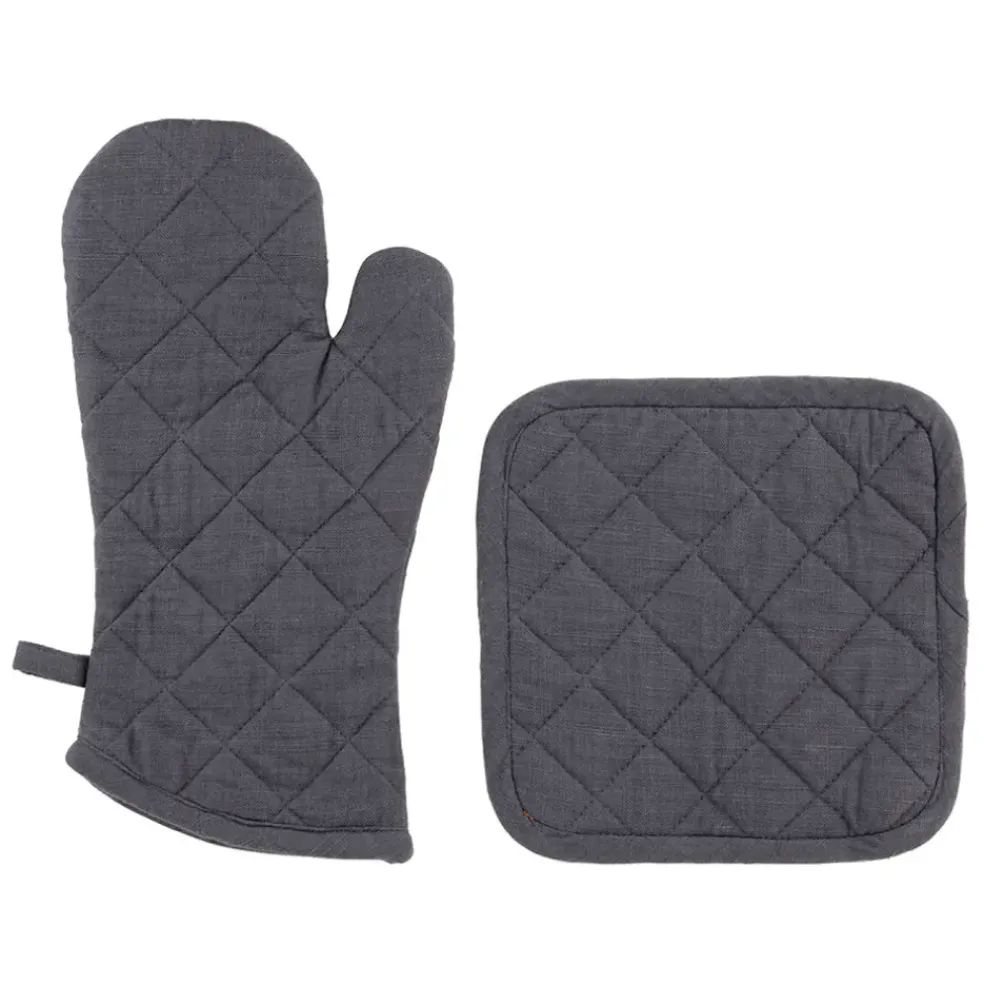 Gant et manique en coton anthracite - Cellier