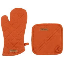 Gant et manique en coton brique - Cellier