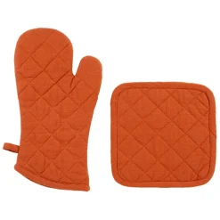 Gant et manique en coton brique - Cellier