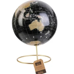 Globe terrestre noir et doré