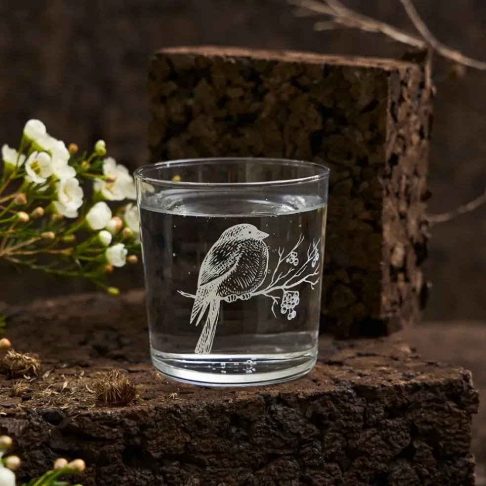 Gobelet en verre oiseau blanc 36cl - Bodega