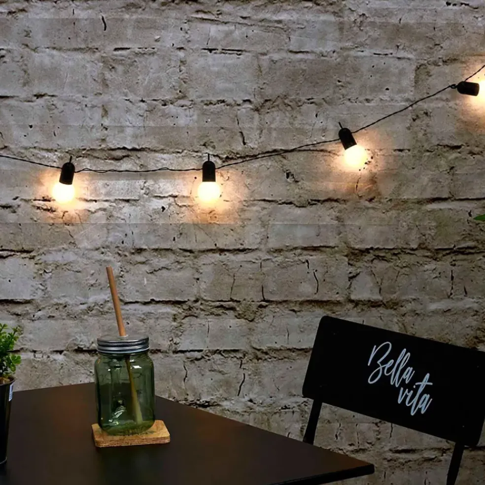 Guirlande solaire 20 leds câble noir 1.25m