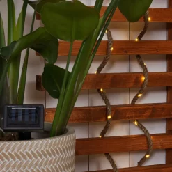 Guirlande solaire câble en jute naturel 5m