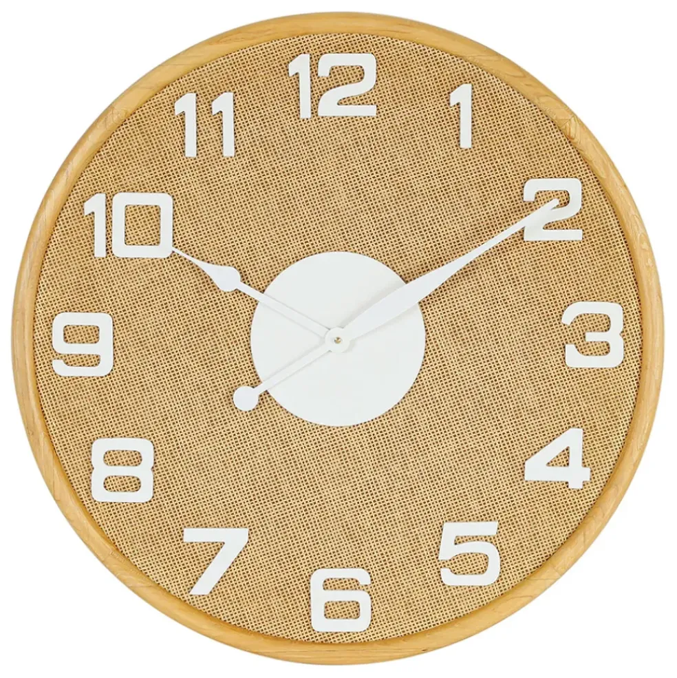 Horloge en bambou naturel et blanc d60cm - Ladret