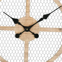 Horloge murale naturel et fer noir D72cm - Atelier