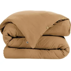 Housse de couette camel en gaze de coton 240x220cm - Gaia