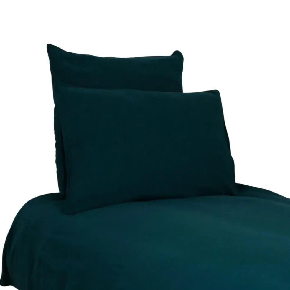 Housse de couette dili bleu de prusse 260x240cm en voile de coton lavé
