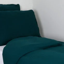 Housse de couette dili bleu de prusse 260x240cm en voile de coton lavé