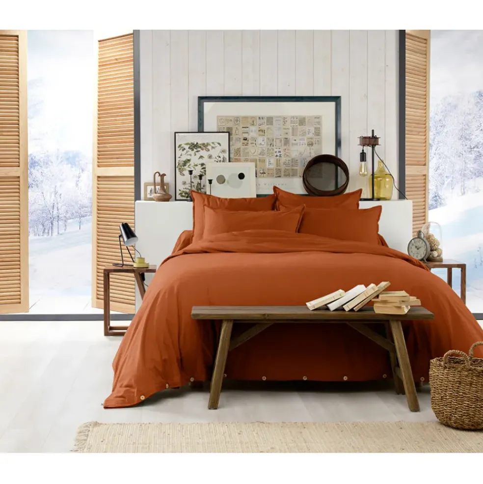 Housse de couette en flanelle tomette 260x240cm - Candice