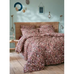 Housse de couette en gaze de coton imprimée camel 240x220cm - Capucine