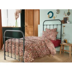 Housse de couette en gaze de coton imprimée camel 140x200cm - Capucine