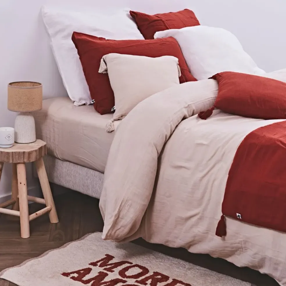 Housse de couette en gaze de coton unie pampa 240x220cm - Gaia