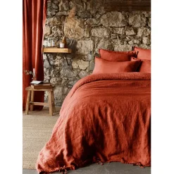 Housse de couette en lin lavé paprika 240x220cm - Soline