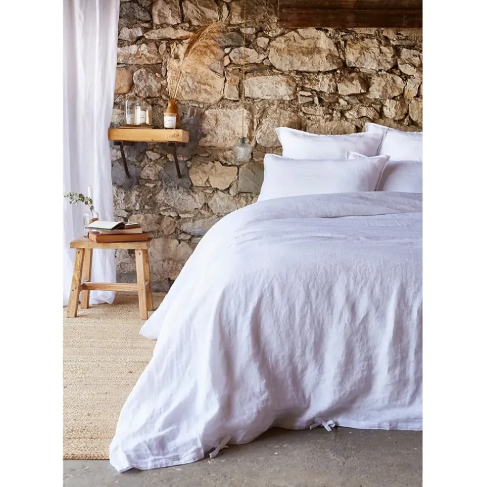 Housse de couette en lin lavé craie 240x220cm - Soline