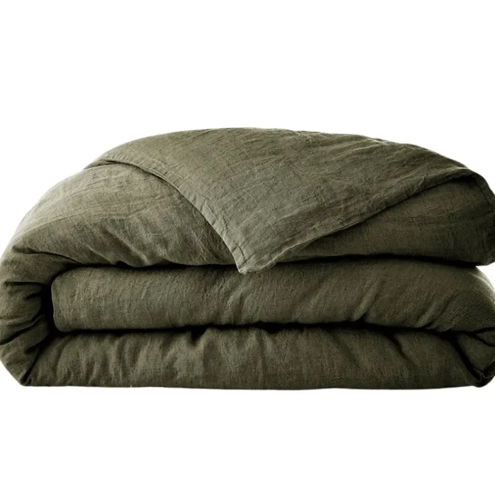 Housse de couette en lin lavé thym 240x220cm - Soline