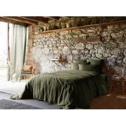 Housse de couette en lin lavé thym 240x220cm - Soline