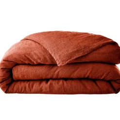 Housse de couette en lin lavé paprika 260x240cm - Soline