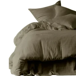 Housse de couette en voile de coton kaki 260x240cm - Dili
