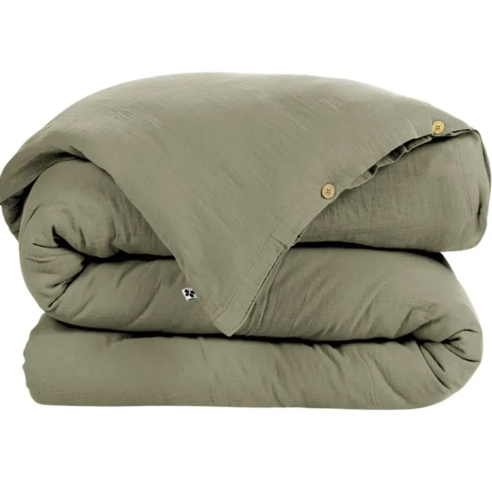 Housse de couette romarin en gaze de coton 240x220cm - Gaia