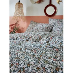 Housse de couette 240x220 cm et 2 taies d'oreiller 60x60cm en coton imprimé fleurs - Malia