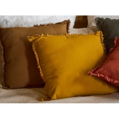 Housse de coussin en coton cumin 45x45cm - Nalia