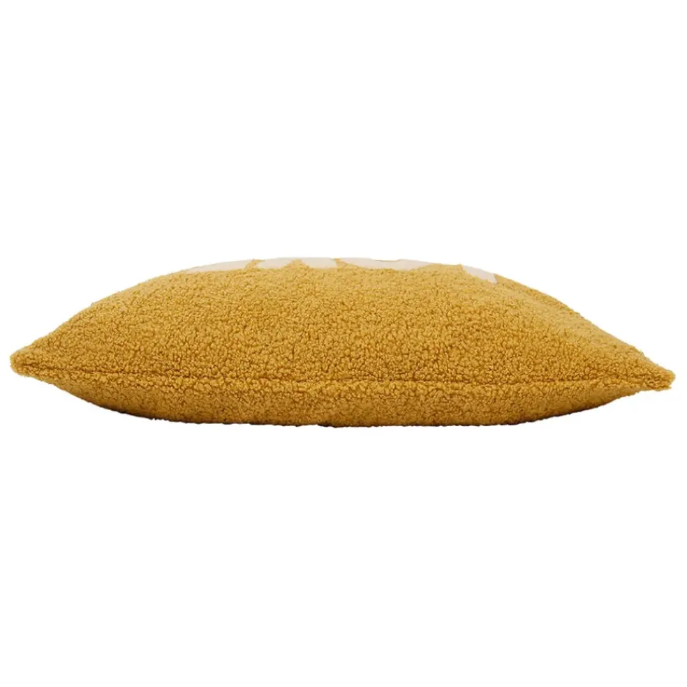 Housse de coussin bouclette "Love" moutarde et beige 50x30cm - Funky