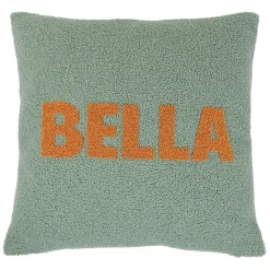 Housse de coussin bouclette "Bella" vert et camel 45x45cm - Funky