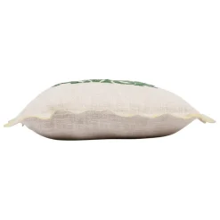 Housse de coussin brodé " More Amor"' en coton écru et vert 45x45cm - Lumi